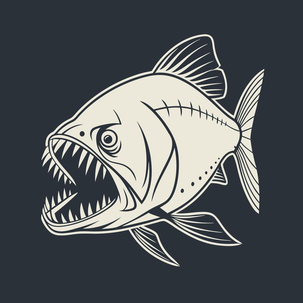 A Piranha fish with its mouth open and teeth showing vector
