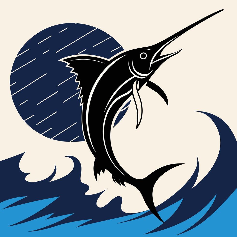 A Swordfish jumping out of the water vector