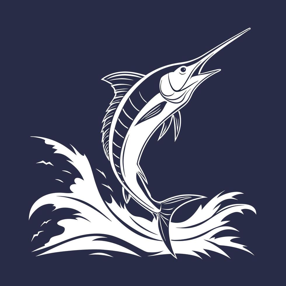 A White Marlin fish jumping out of the water vector