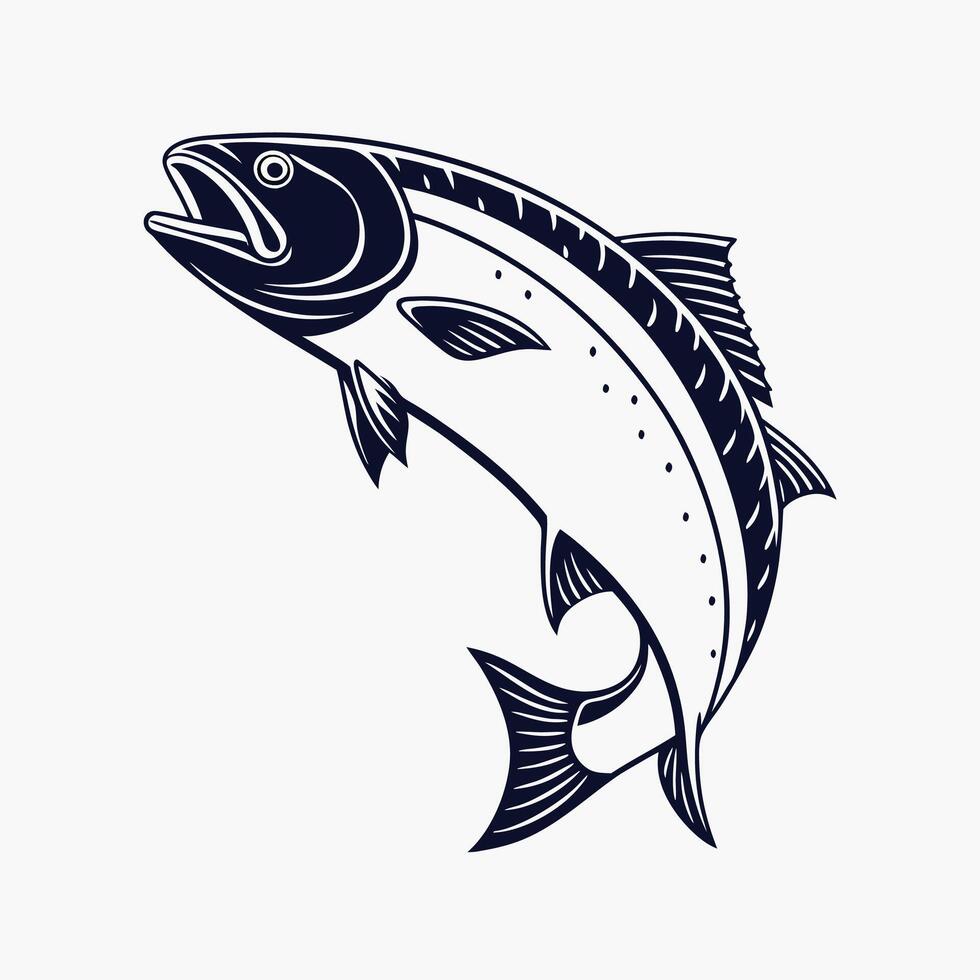 A Halibut jumping out of the water vector