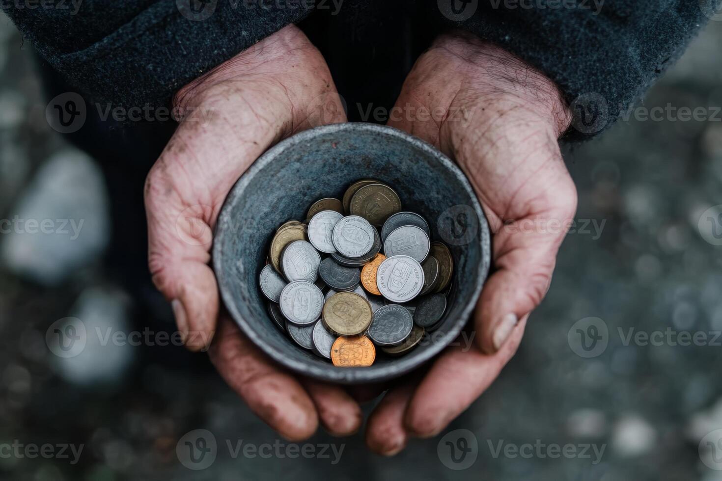 Hands holding a bowl full of coins showcasing the impact of charity and giving in everyday life photo