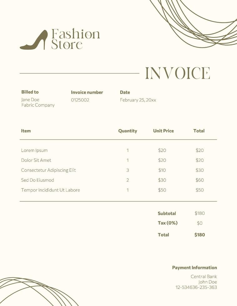 Elegant Invoice for Fashion Store template