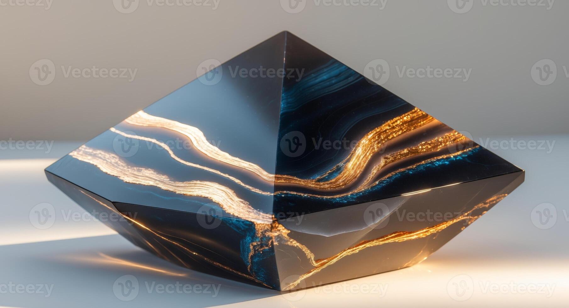 Onyx Gemstone Featuring Vibrant Gold Layers Illuminated by Natural Light photo