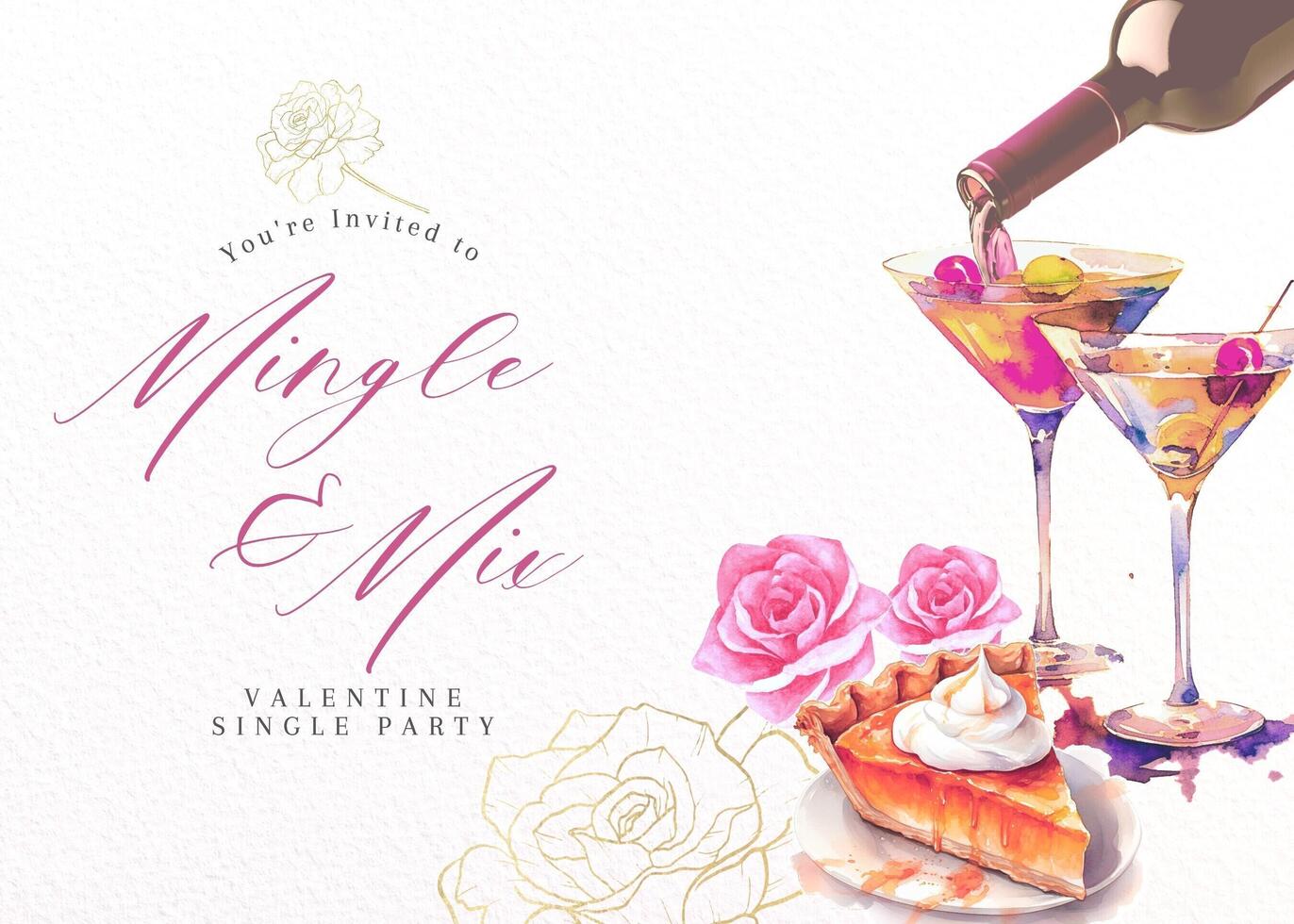Mingle & Mix Valentine Single Party invitation template