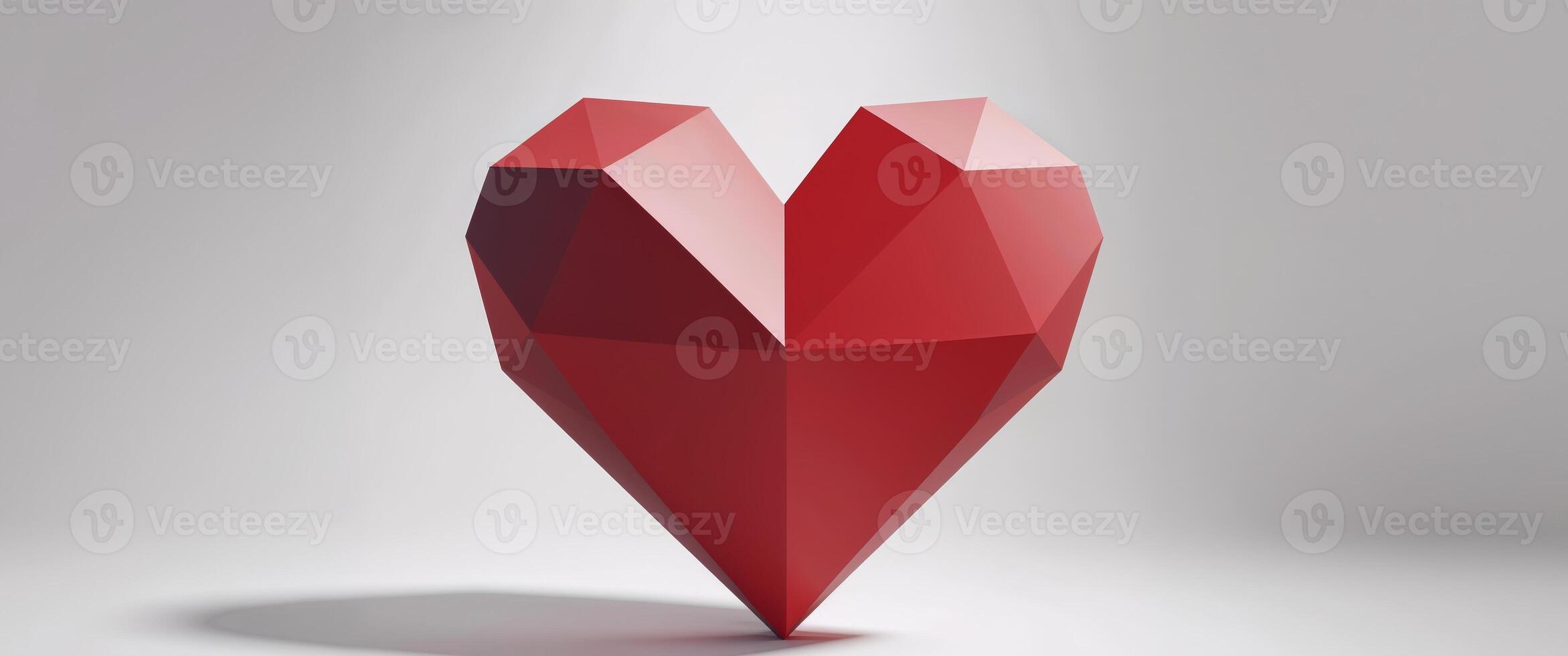 Red Polygonal Heart Background with Copy Space. photo