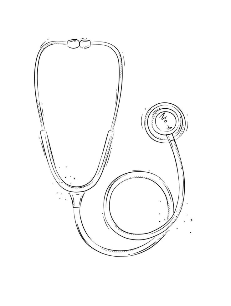 Stethoscope for medical purposes drawing in graphic style on white background vector