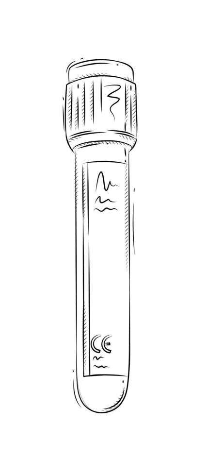 Test tube for medical purposes drawing in graphic style on white background vector