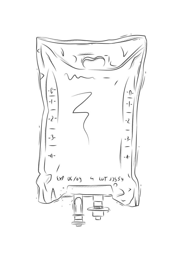 Infusion bag for medical purposes drawing in graphic style on white background vector