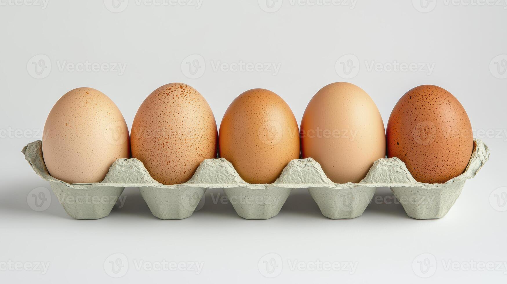 Row of colorful eggs in a carton with various shades and speckles highlighting their natural beauty photo