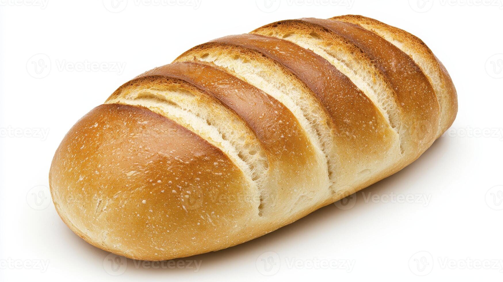 Freshly baked golden bread loaf with sliced sections displaying soft fluffy interior photo