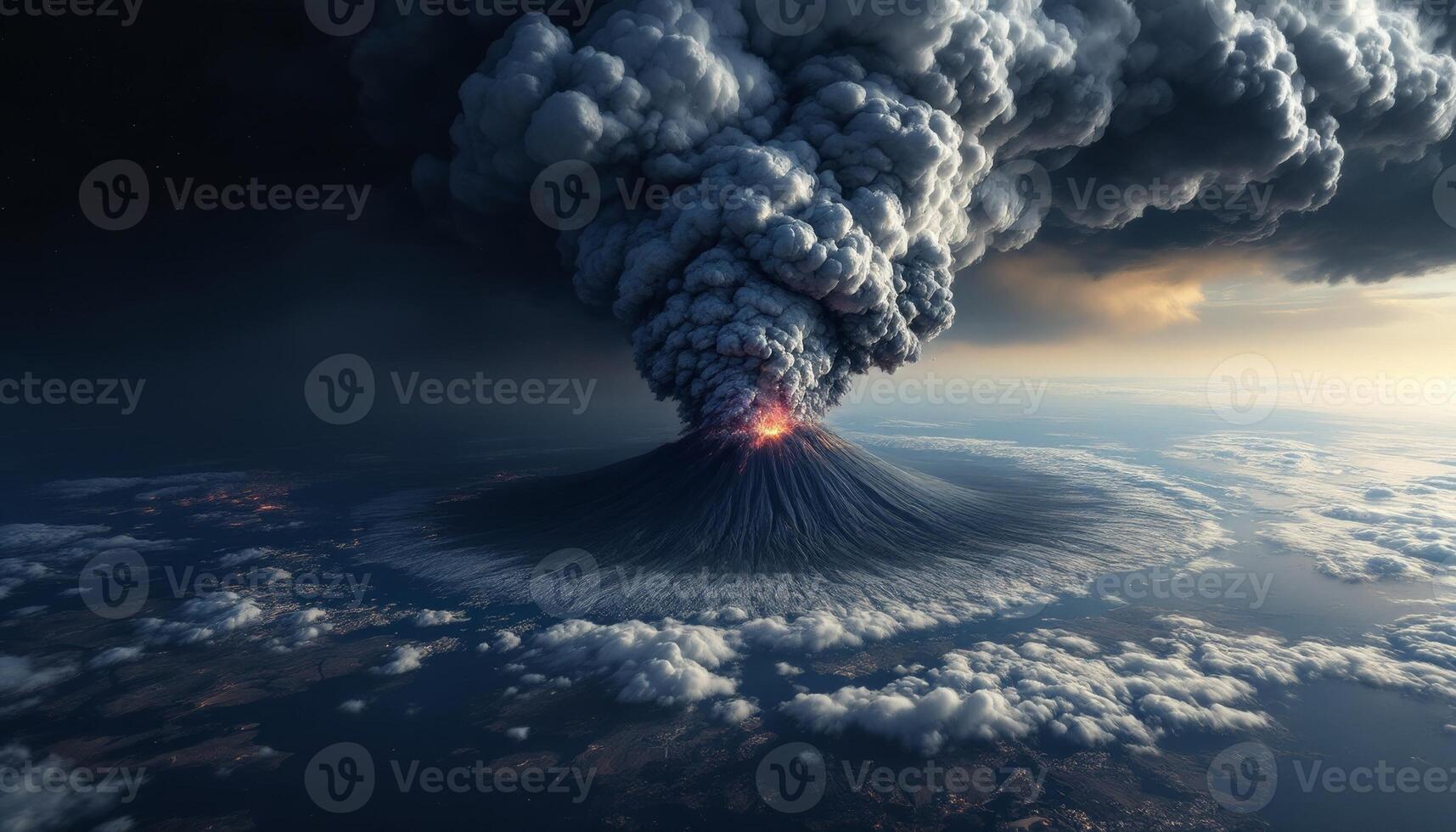 Volcano erupting from the earth photo