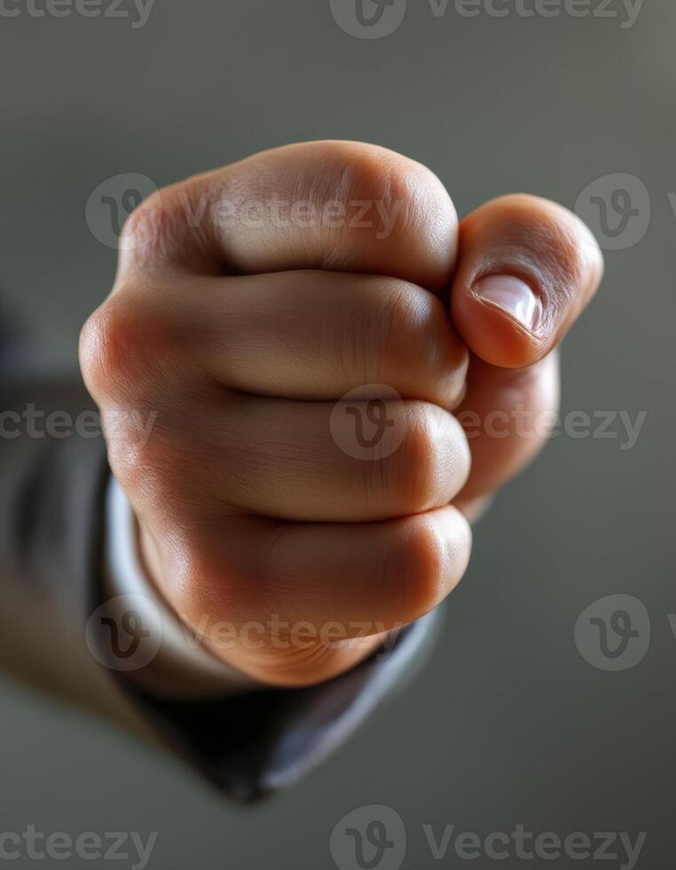 A close up of a man's hand pointing at something photo