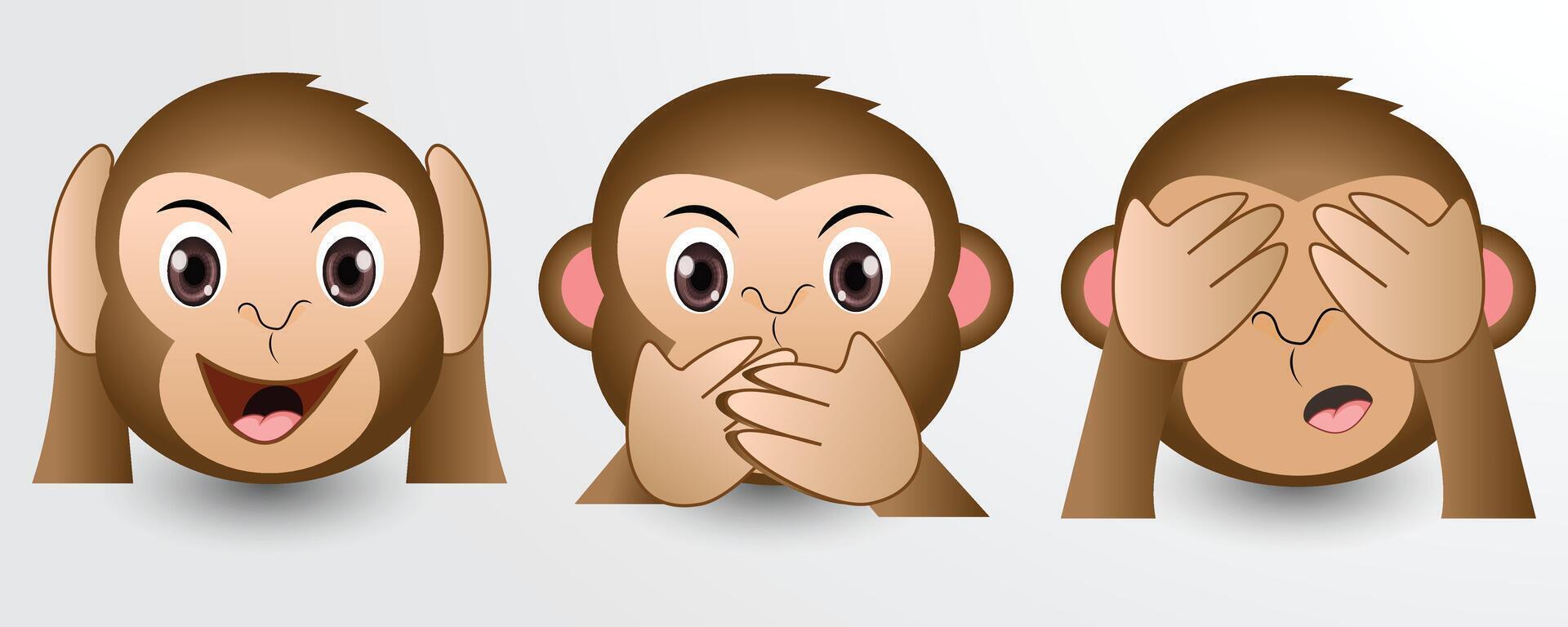 Three Wise Monkeys Cartoon vector