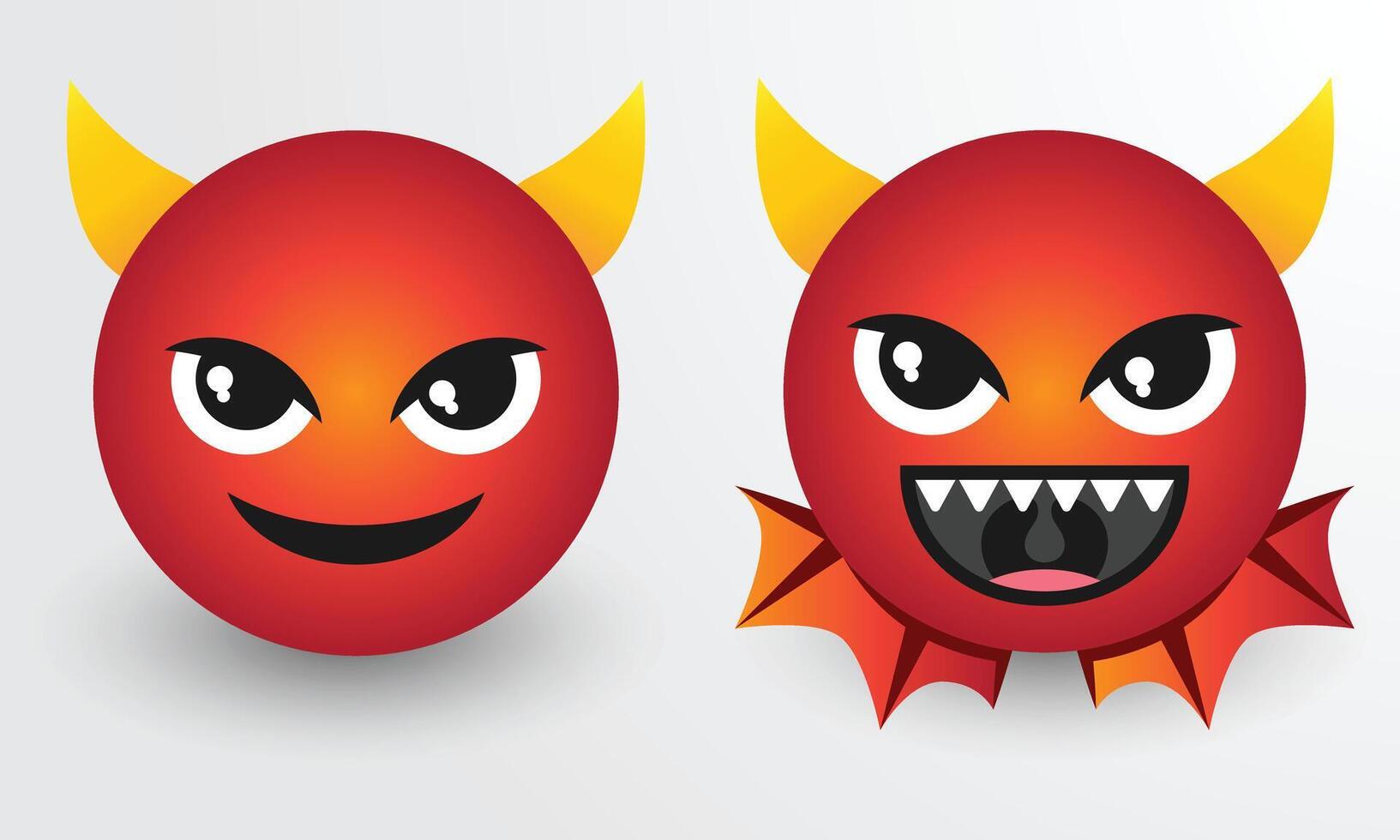 Cute Red Devil Emojis On White Background vector