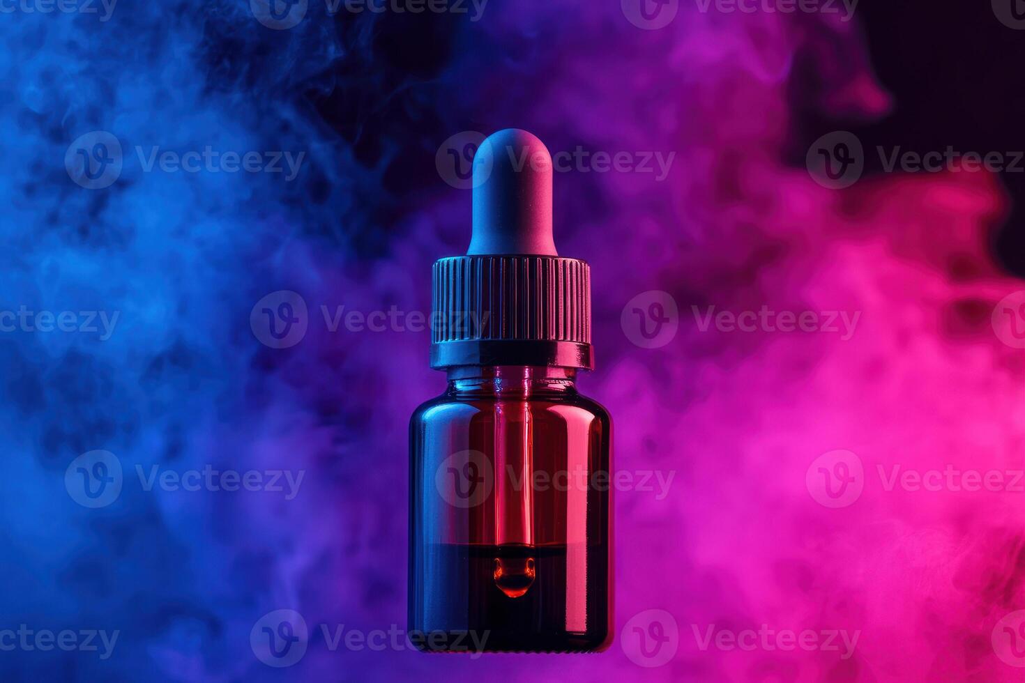 A dropper bottle immersed in colorful smoke, creating a captivating visual effect. photo