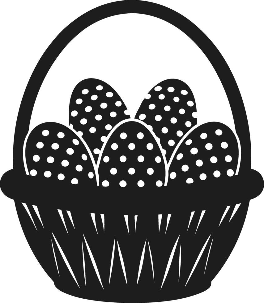 Easter Basket with Polka-Dotted Eggs Illustration vector