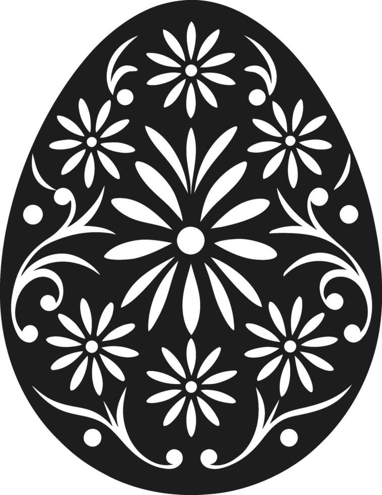 Elegant Floral Easter Egg Silhouette Design vector
