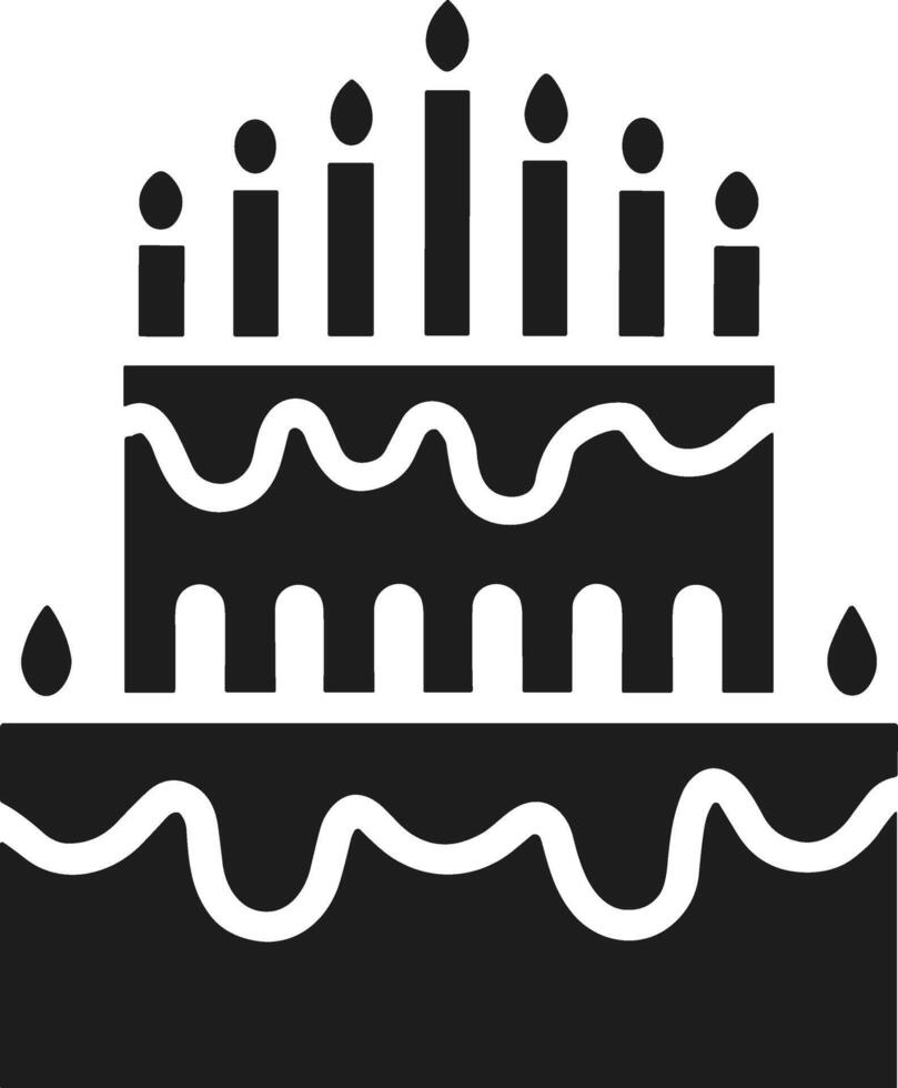 Birthday Cake Silhouette Illustration with Candles vector