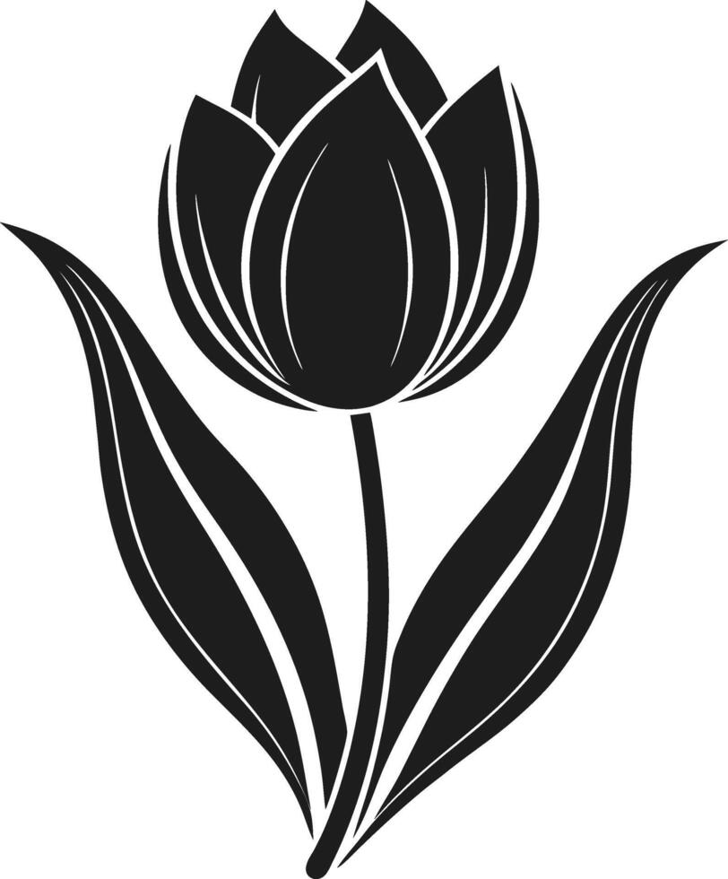 Detailed Tulip Silhouette Illustration vector
