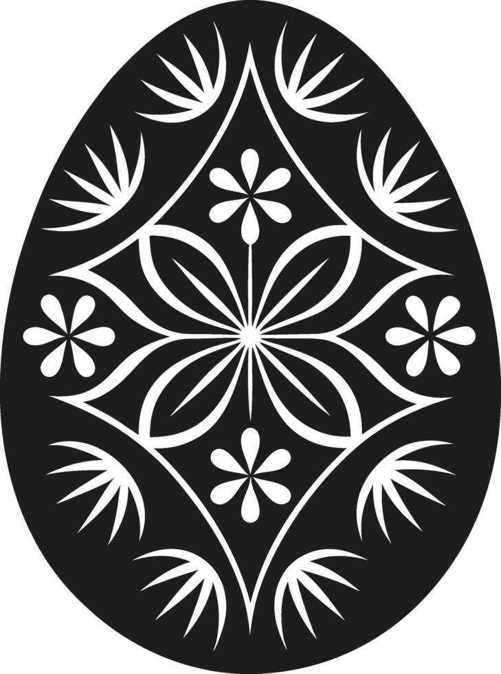 Decorative Easter Egg Silhouette with Floral Pattern vector