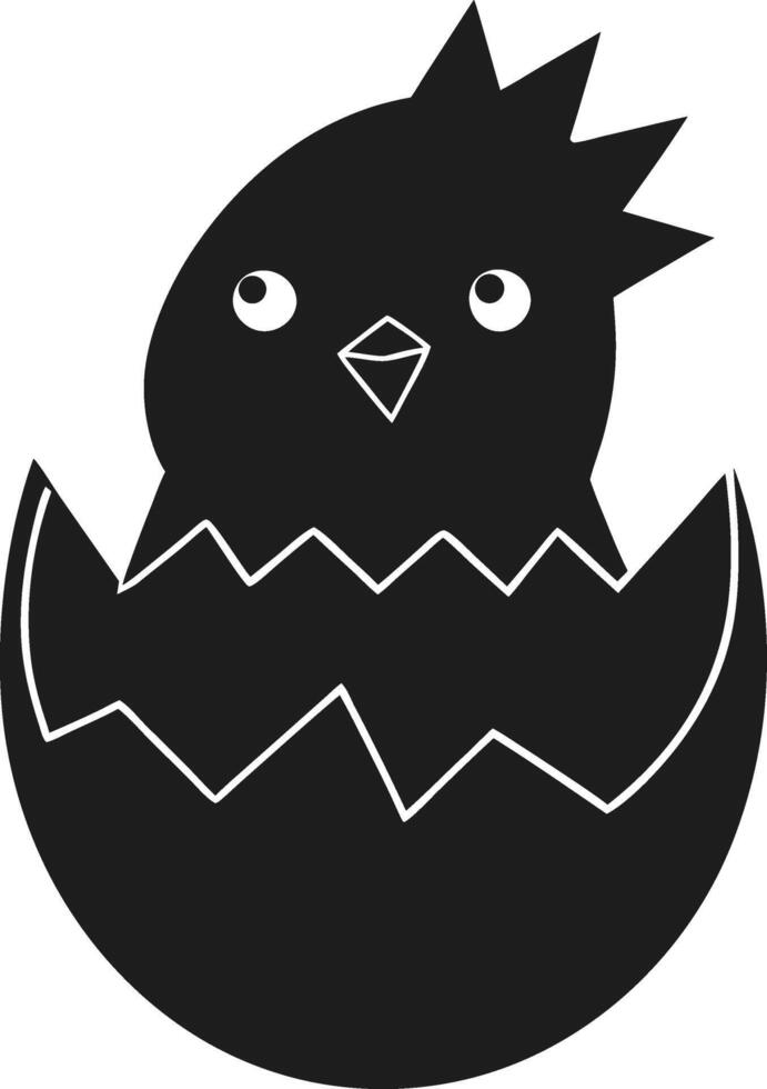 Cute Easter Chick Hatching from Egg Silhouette Illustration vector