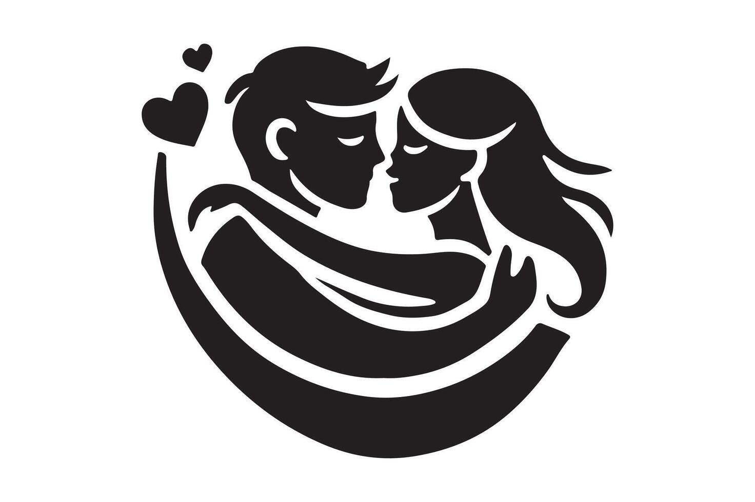 Romantic Couple Standing Together Elegant Black Silhouette vector