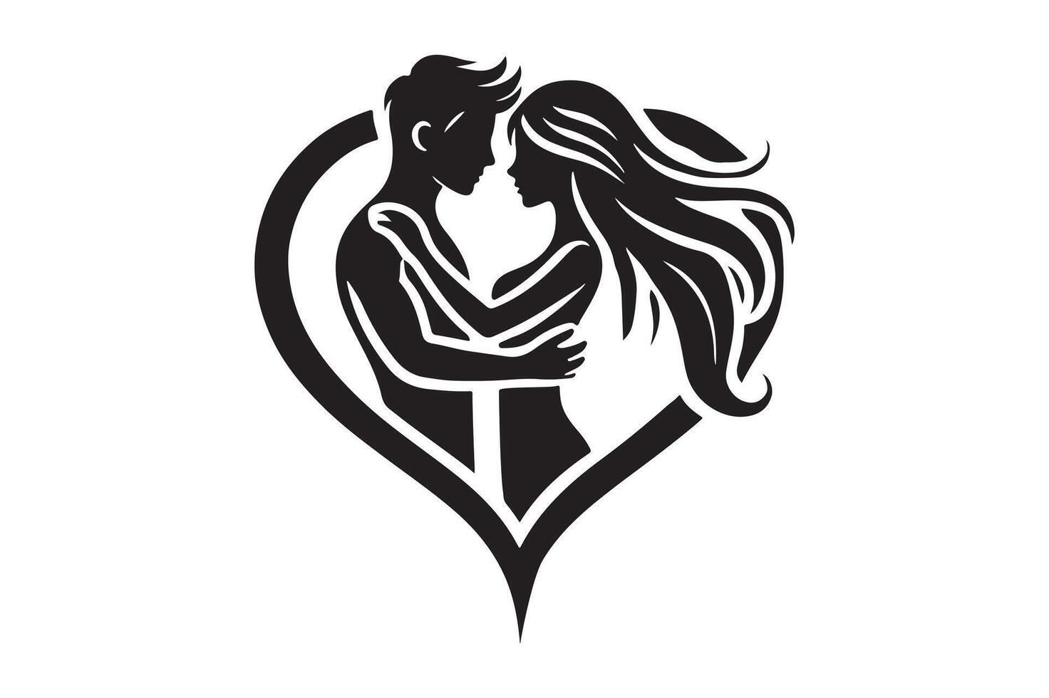Silhouette of Lovers Simple and Elegant Art vector