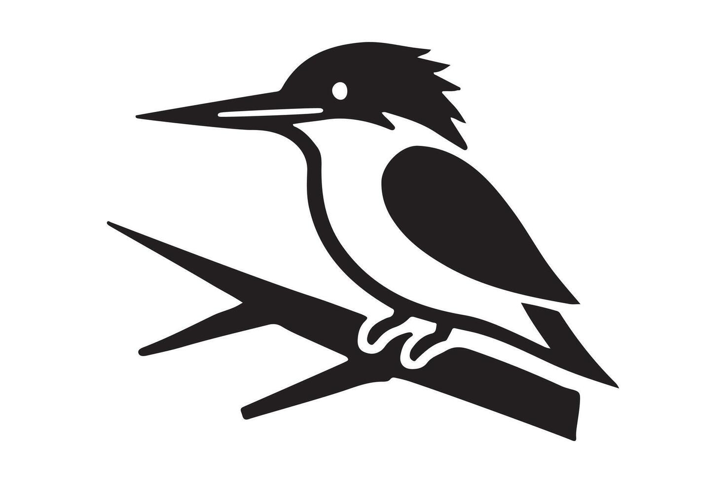 Kingfisher Perched Silhouette Simple Bird Illustration vector
