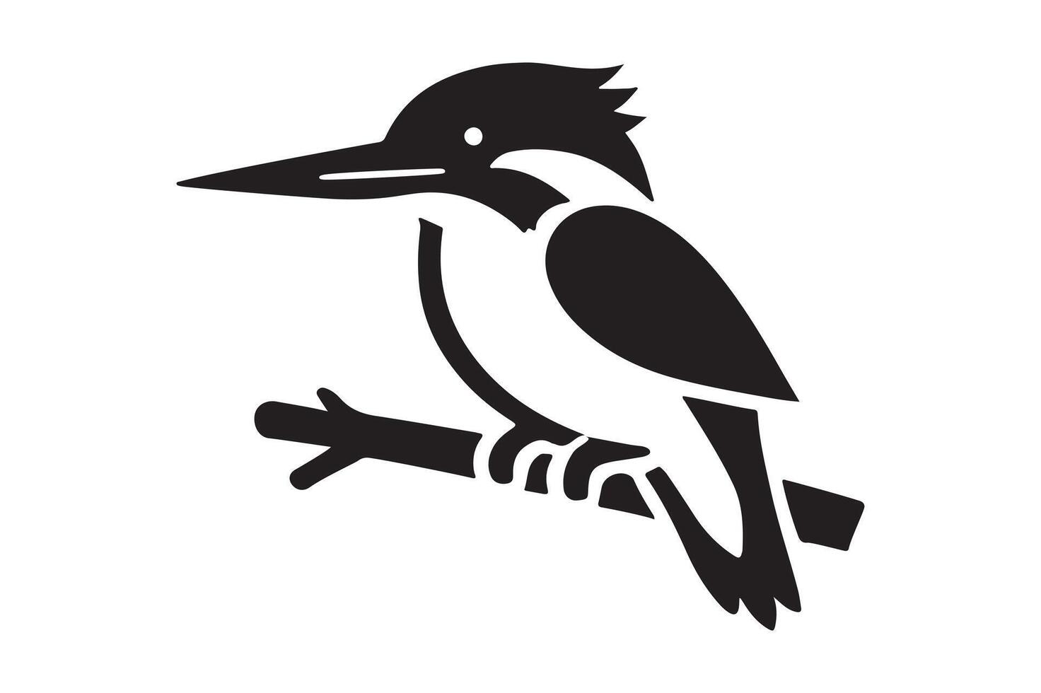 Kingfisher Bird Logo Sleek Black Silhouette vector
