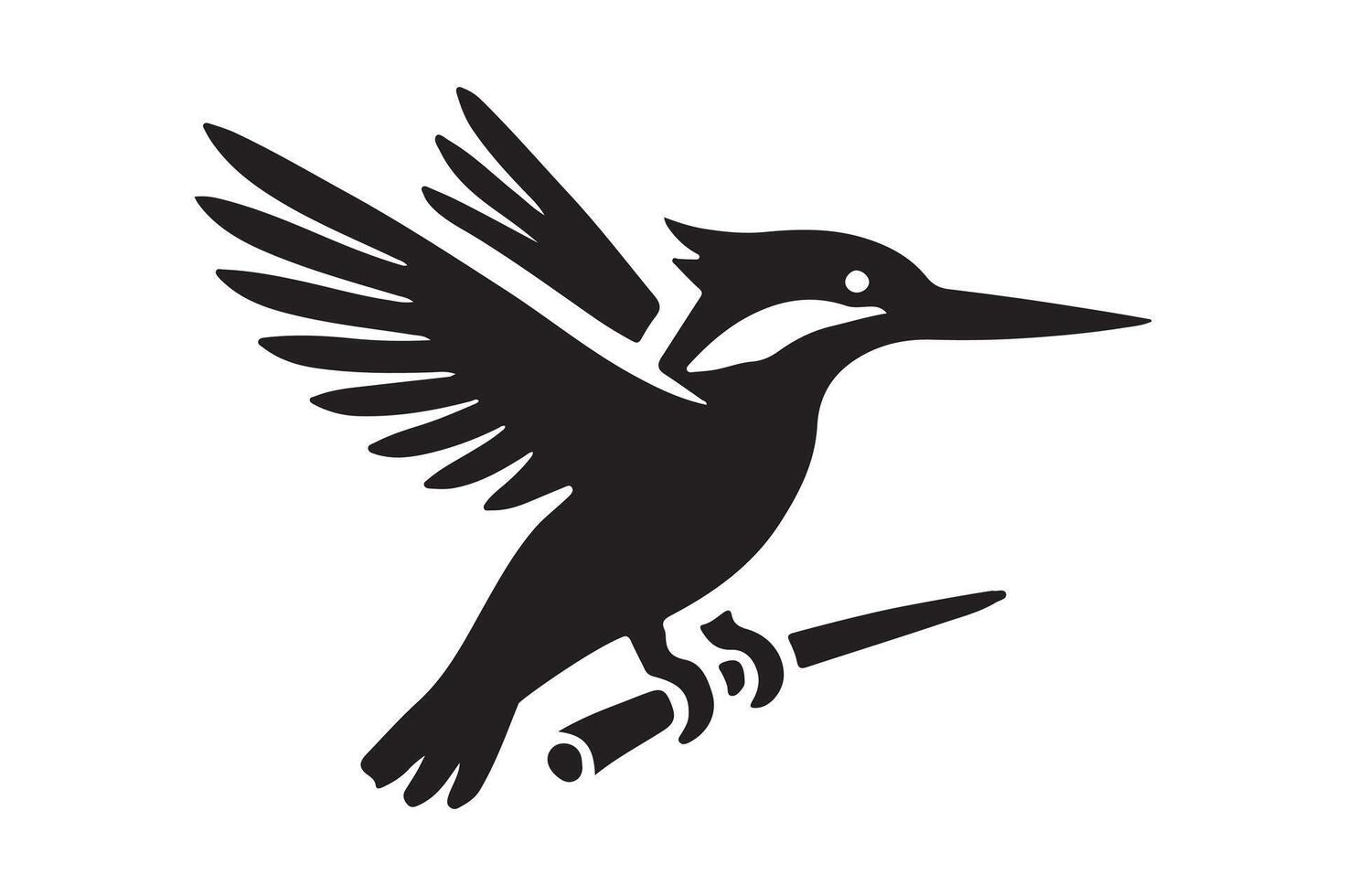 Stylized Kingfisher Silhouette Modern Black Art vector