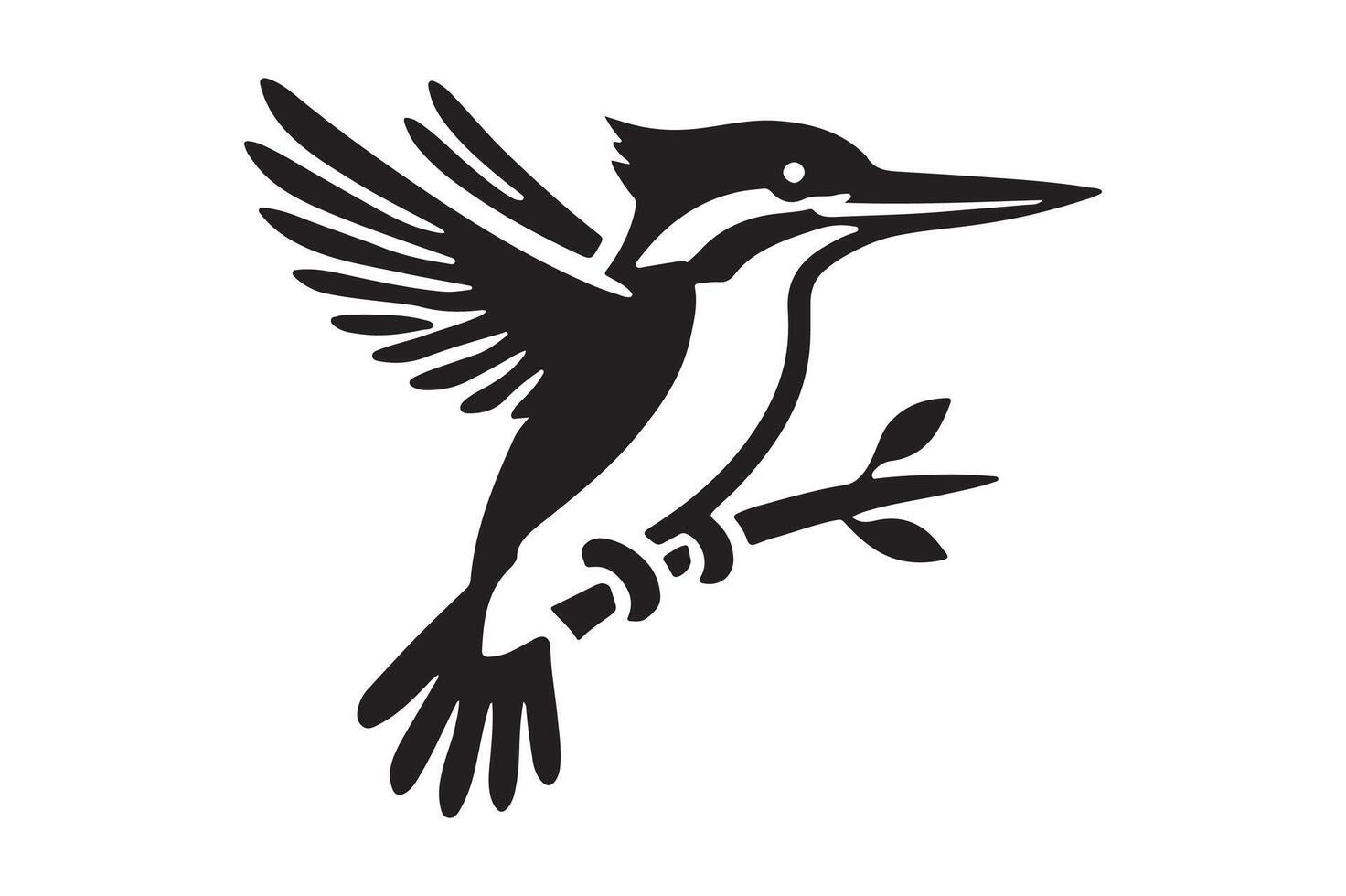 Kingfisher Bird Shadow Art Black Silhouette Illustratio vector