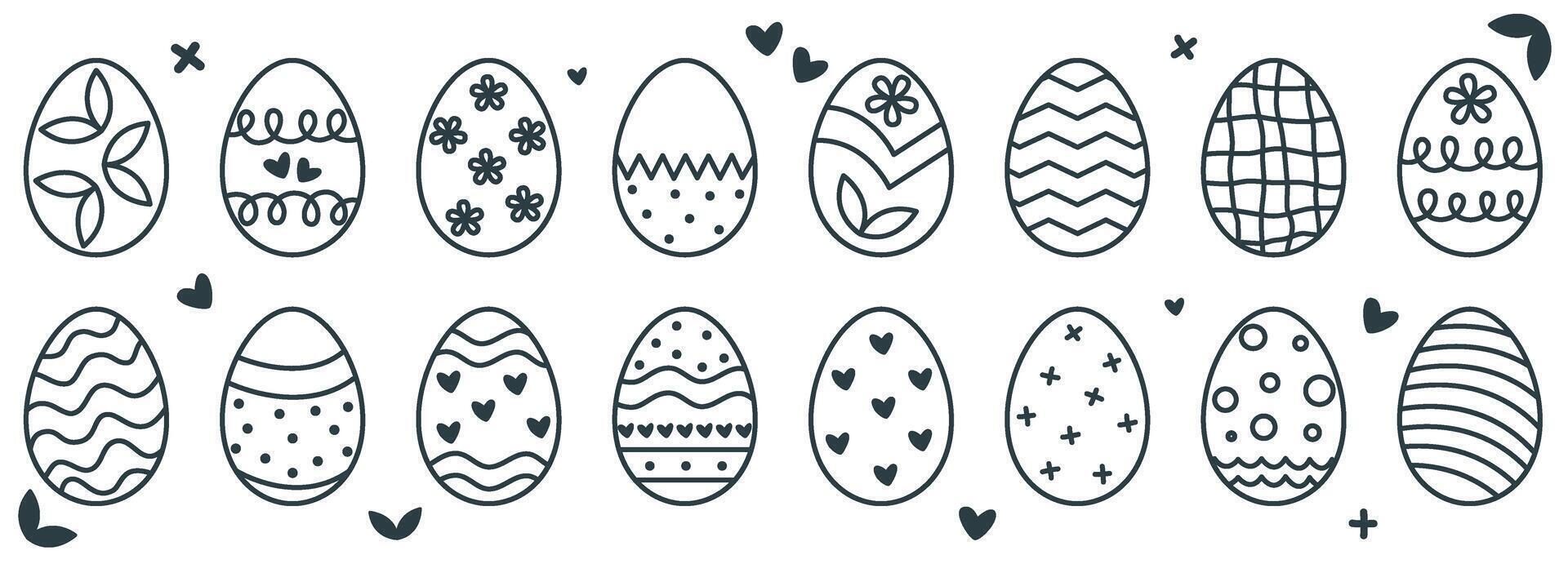 Doodle style easter eggs set vector