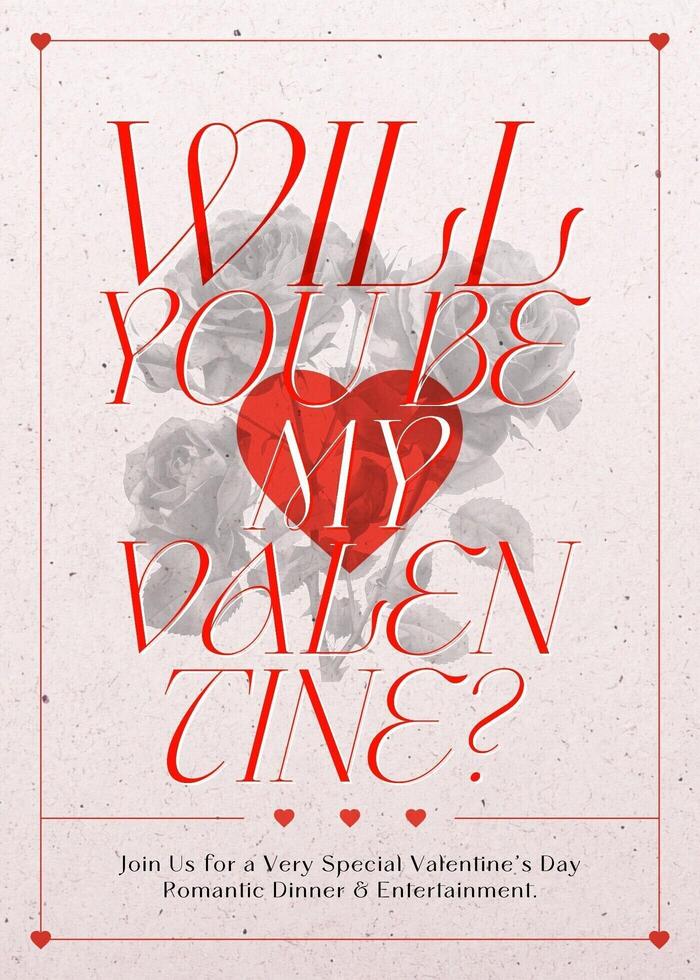 Minimalist Valentine's Day Dinner Invitation Card template
