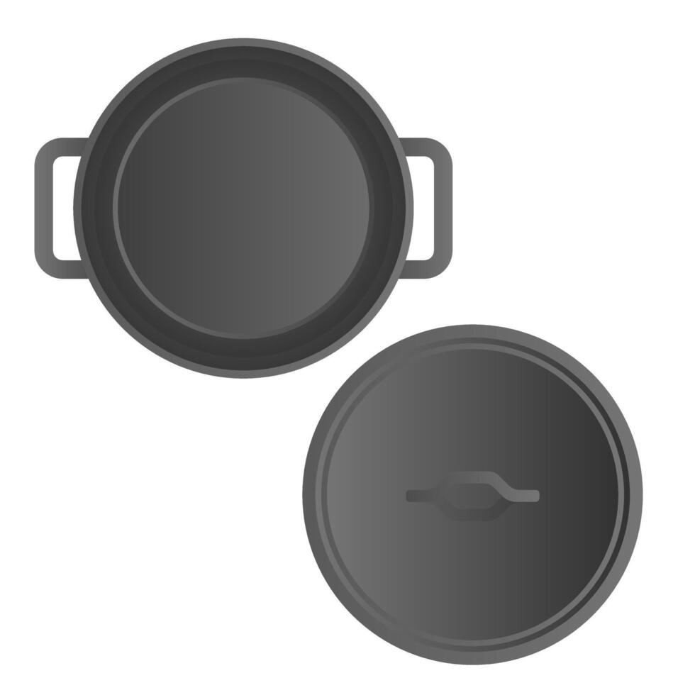 Black Pot Cooking Utensils. Cookware Pot Icon. Stainless Steel Pot Element. vector