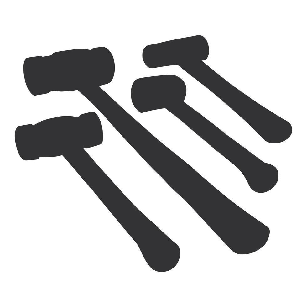 Renovation Tool Hammer Silhouette. Black Hammer Element Work Tools. Hammer Equipment. vector