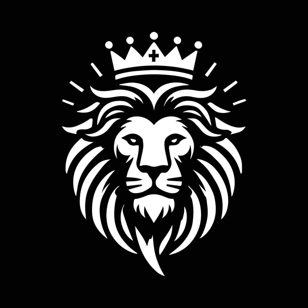 A stylized, black and white lion's head graphic. vector