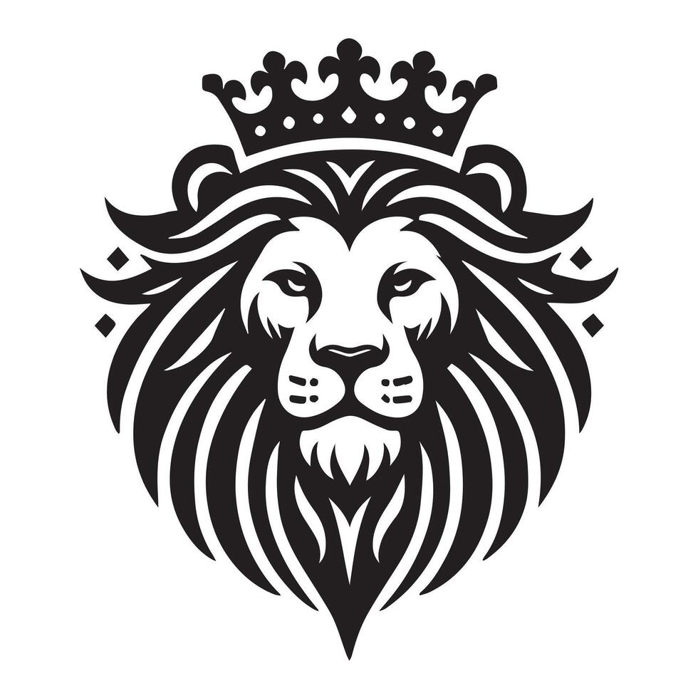 black and white lion's head graphic vector