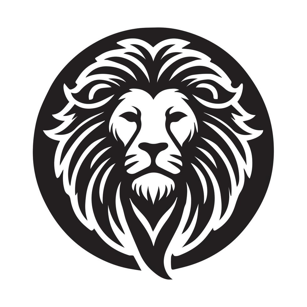 Powerful Lion's Head Logo in Circular Design vector