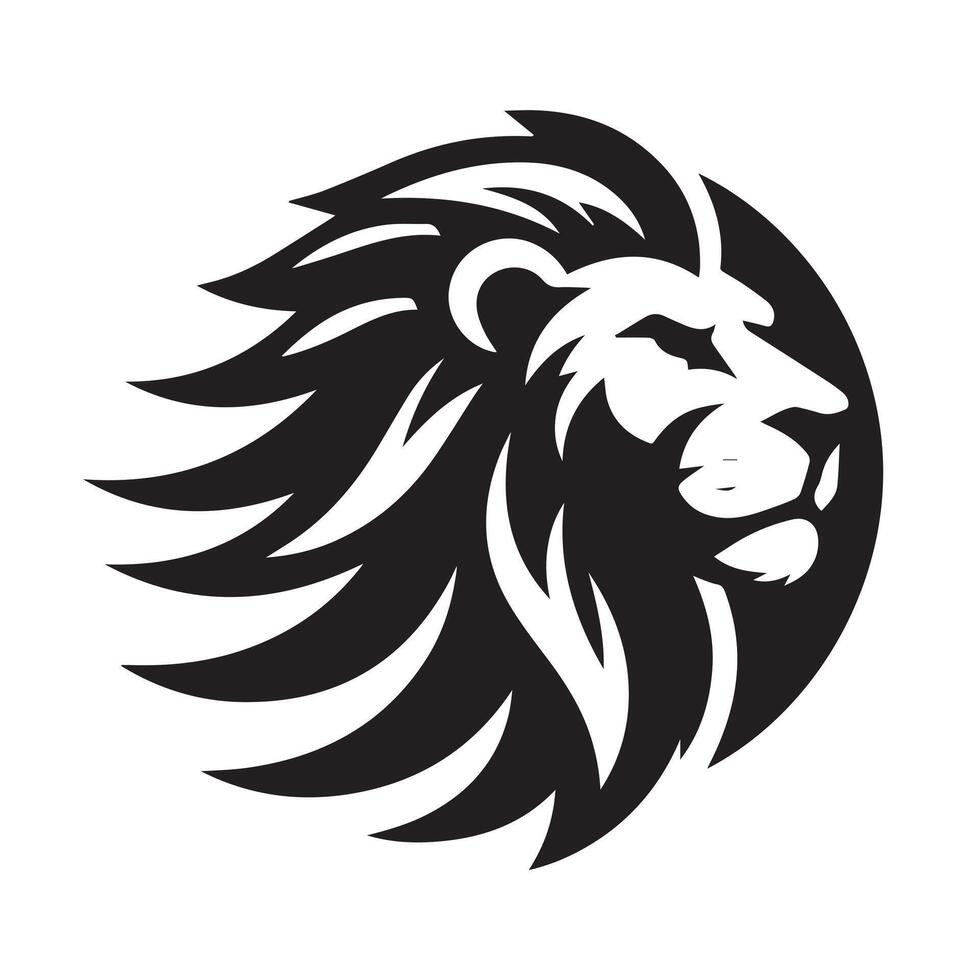 Intricate Black and White Lion Emblem Design vector