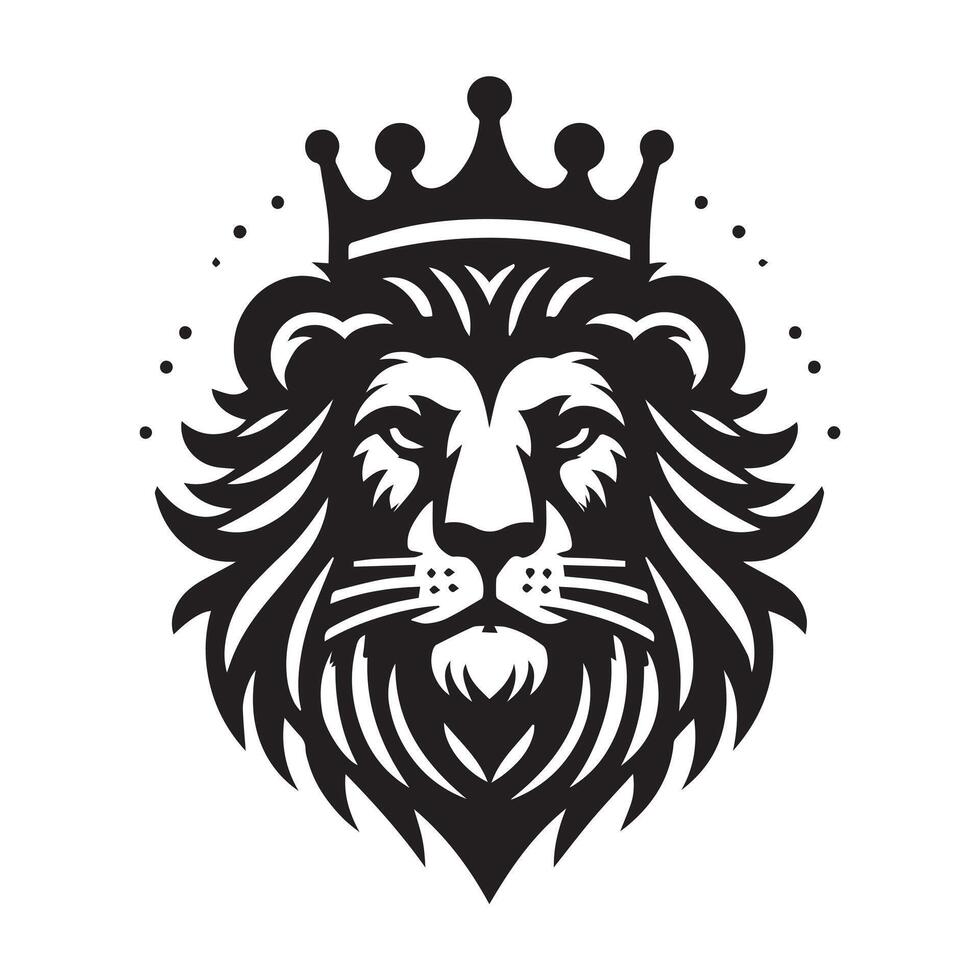 Majestic Lion Logo with Crown and Sunburst vector