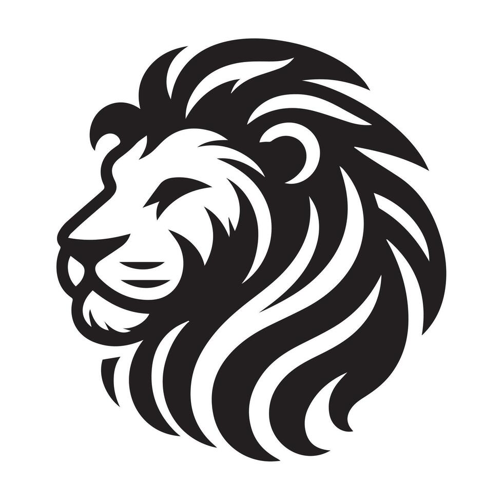 Powerful Lion Head Silhouette in a Circular Design vector