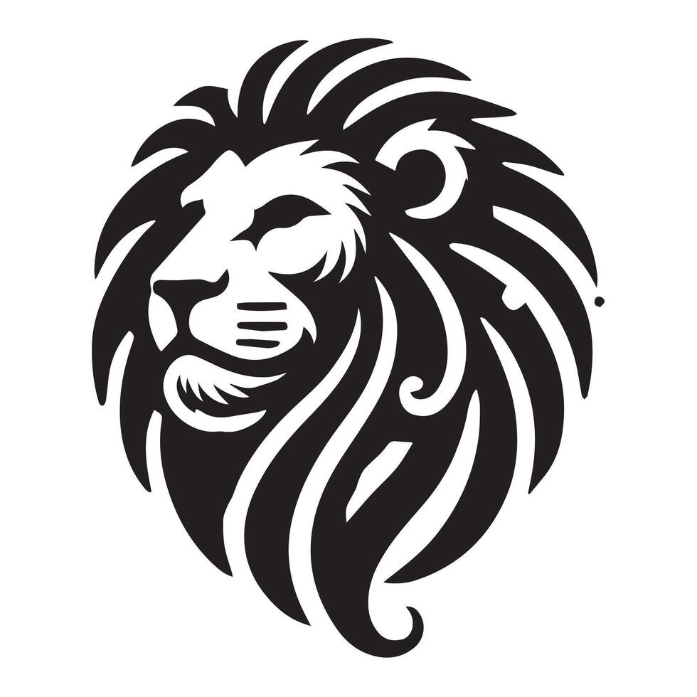 Stylish Black and White Lion Head Logo Design vector
