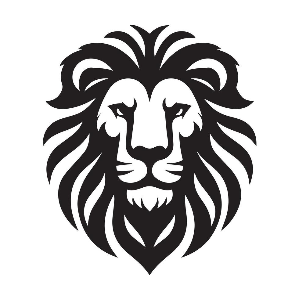 A stylized, profile view of a lion's head in black and white. vector