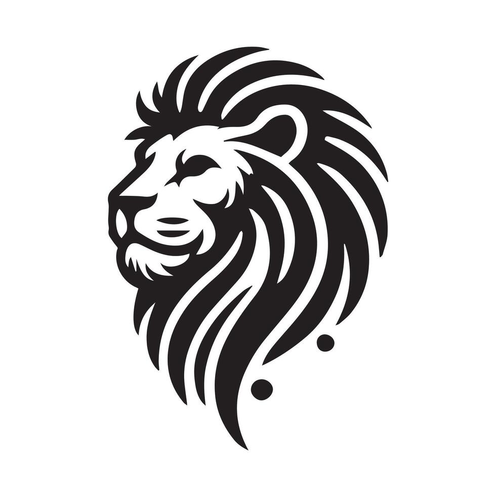 Powerful Lion Head Logo Design in Stylized Silhouette vector