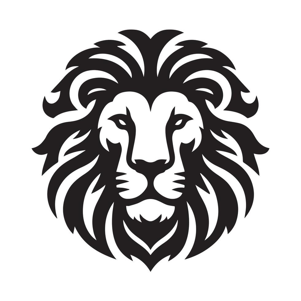black and white profile view of a lion's head. vector