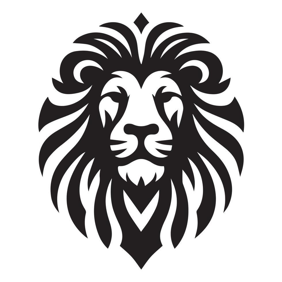A stylized, black and white profile view of a lion's head. vector