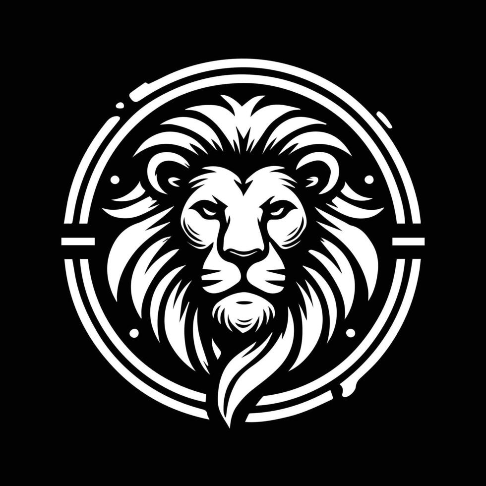 Powerful Lion Head Silhouette on Black Background vector