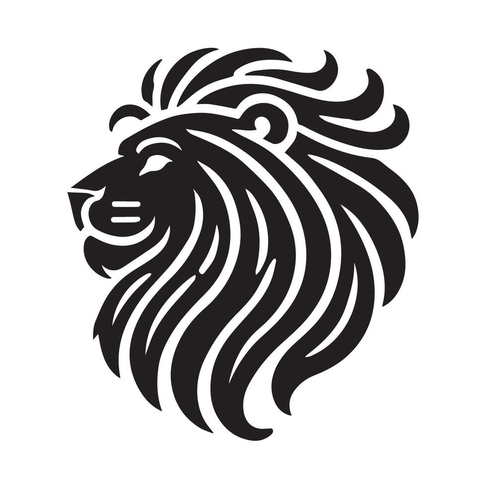 A stylized, black and white graphic of a lion's head. vector