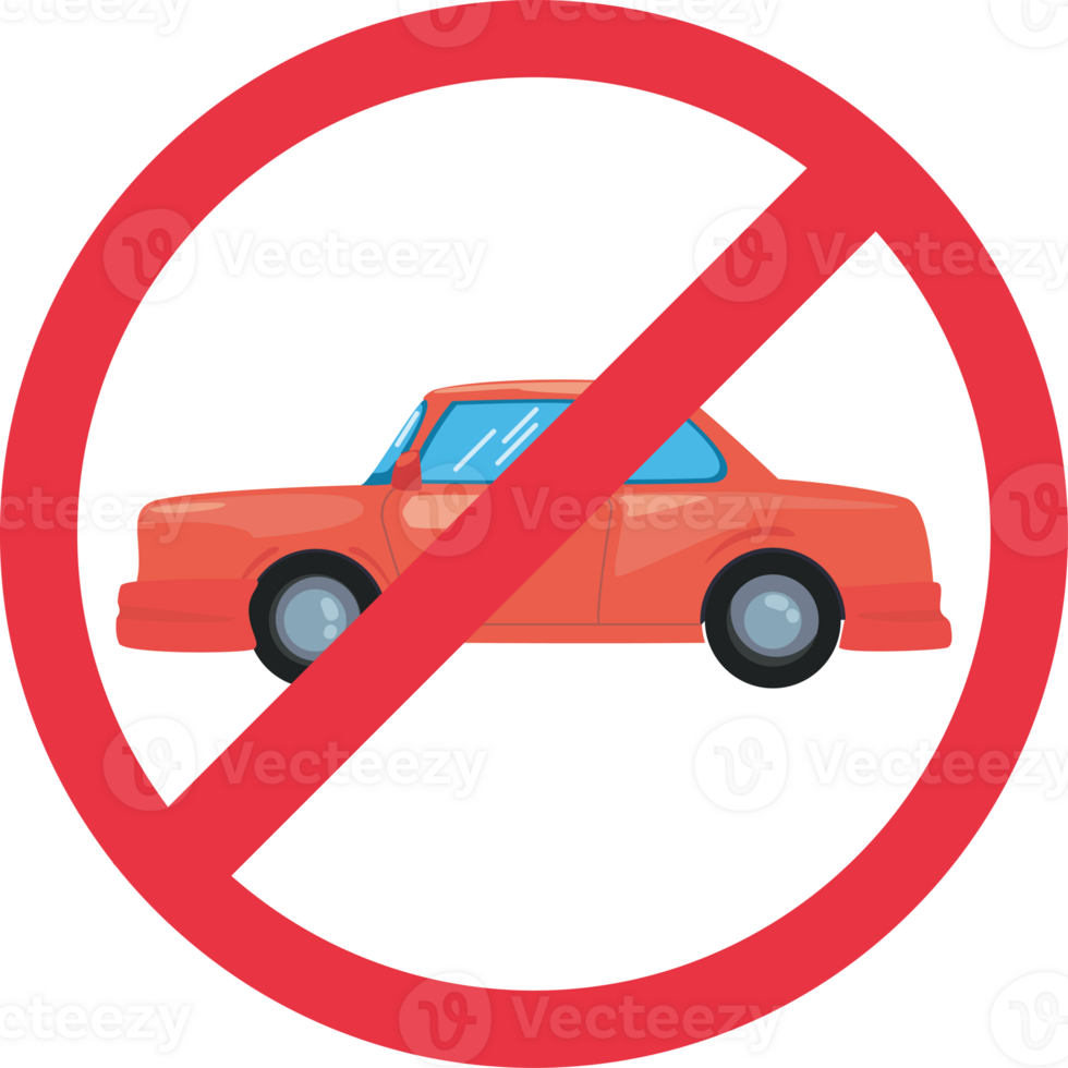No parking sign with a red car png
