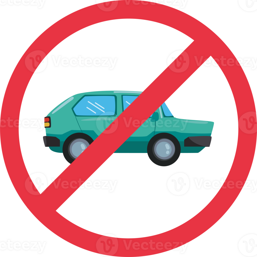 No parking sign with a green car png